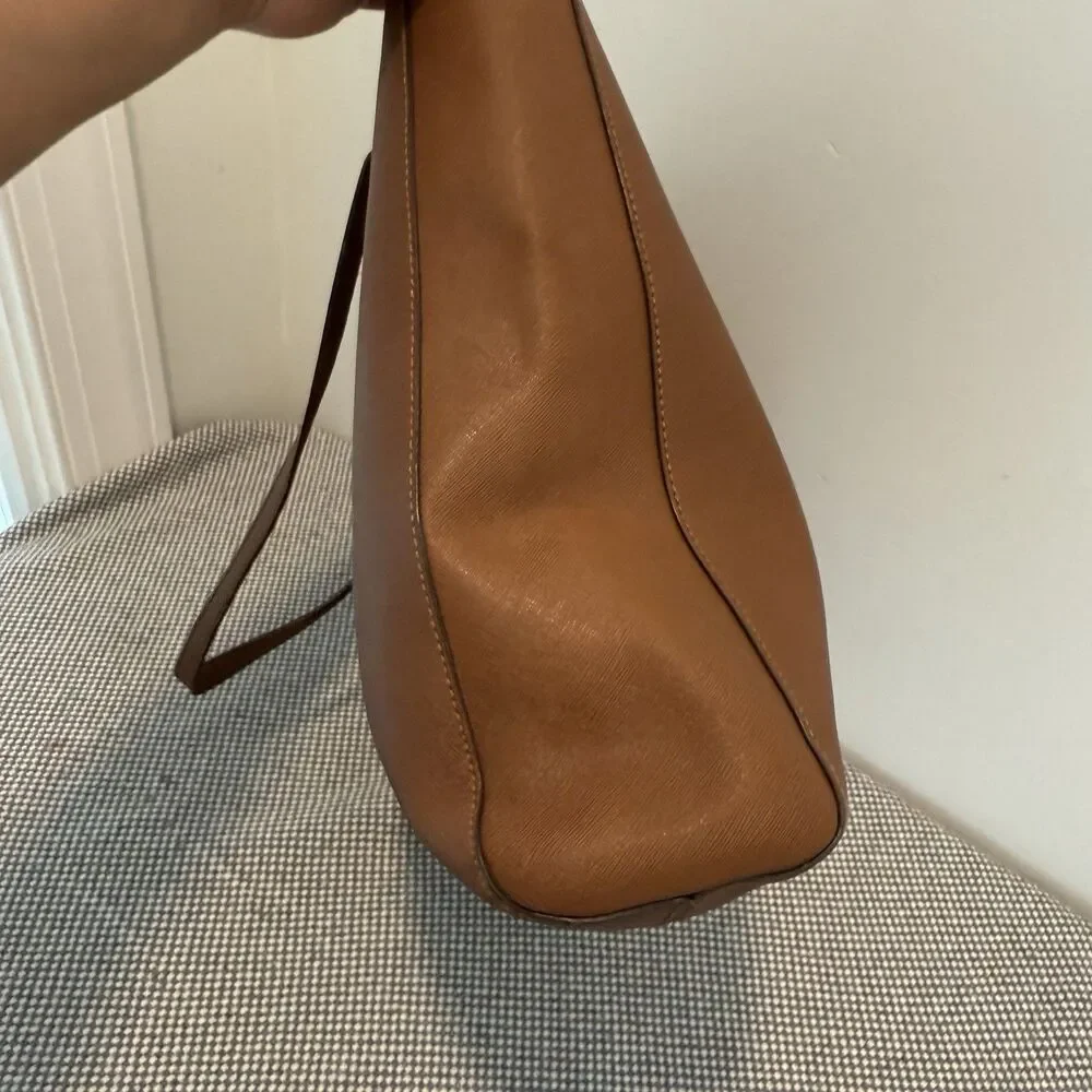 MICHAEL KORS Large Saffiano Leather Tote JET SET Tall TRAVEL ACORN BROWn